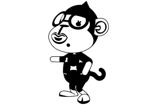 A Playful Cartoon of a Monkey with Glasses and a Big Smile