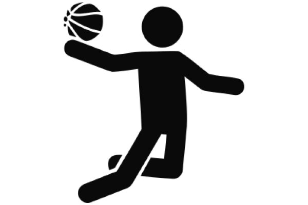 Silhouette of a Basketball Player Dribbling a Ball