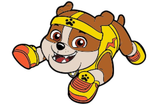 Adorable Dog Character with Yellow Headband and Shoes