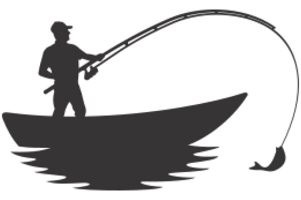 Angler's Adventure: A Silhouette of a Fisherman and His Catch