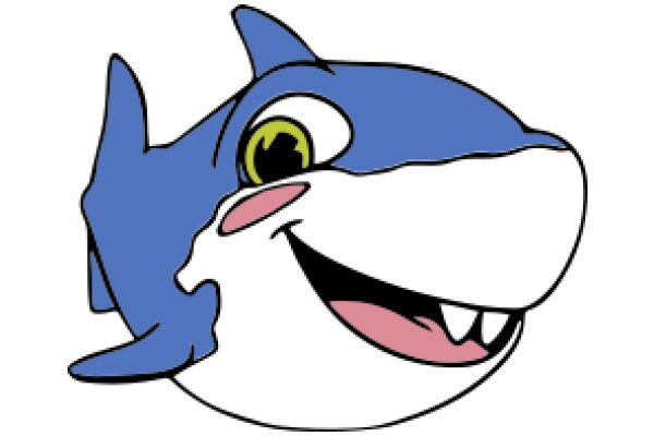 Whimsical Blue Whale with a Smile: A Friendly and Welcoming Cartoon Character