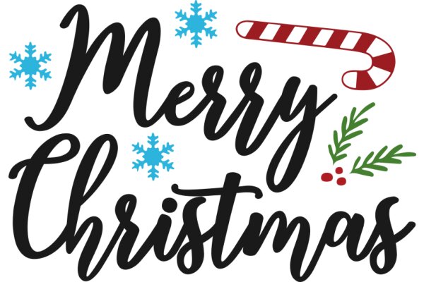 Merry Christmas: A Festive Greeting with a Candy Cane and Snowflakes