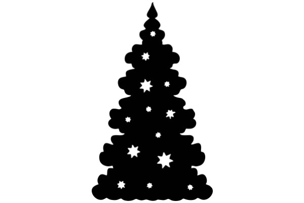 A Festive Christmas Tree Silhouette with Star Decorations