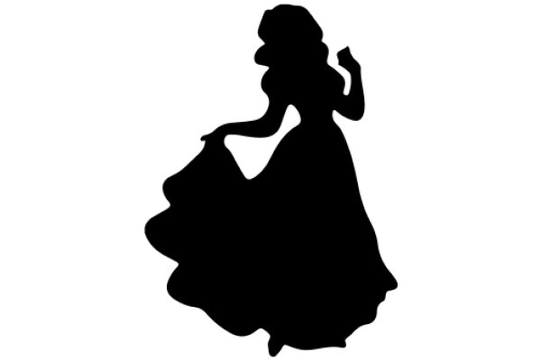 Silhouette of a Woman in a Dress, Holding a Fan