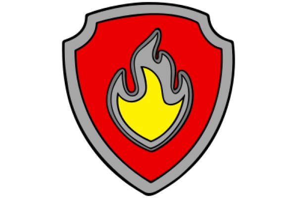 Vivid Illustration of a Shield with a Flame Design