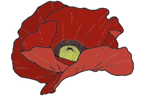 Vivid Illustration of a Red Flower with a Yellow Center