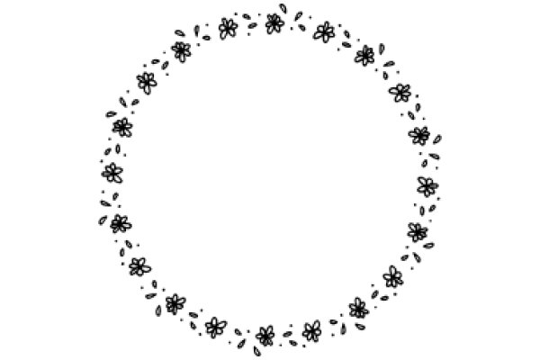 Whimsical Floral Border: A Delicate Black Line Illustration