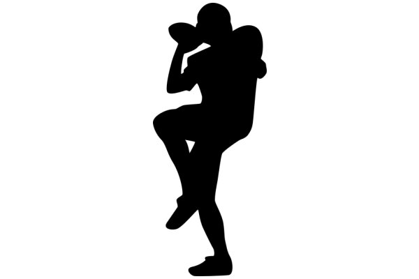 Silhouette of a Person Holding a Football