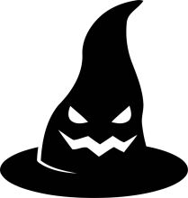 A Playful Halloween Icon: A Black Witch Hat with a Spooky Smile