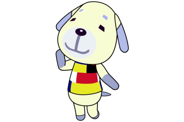 A Friendly Cartoon Dog with a Colorful Shirt