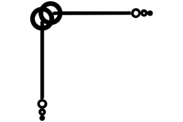 A Simple Line Drawing with a Curved End and Two Circles