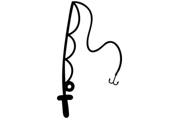 A Simple Line Drawing of a Hook and a Fish