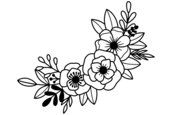 Elegant Floral Design: A Line Art