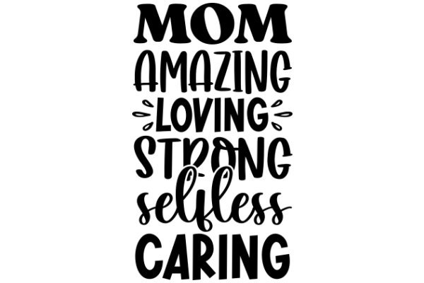 Mom, Amazing, Loving, Strong, Selfless, Caring