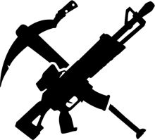 Silhouette of a Gun and Pickaxe