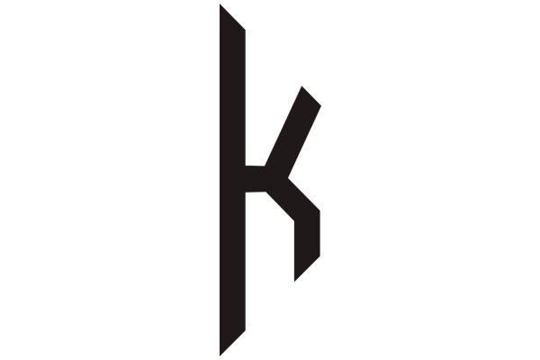 Stylized Black Letter 'K' on a White Background