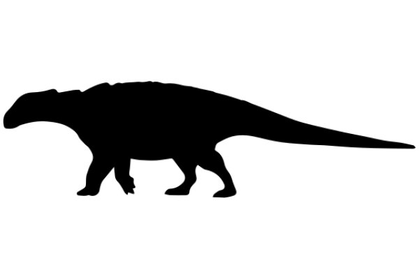 A Silhouette of a Dinosaur Walking on a White Background