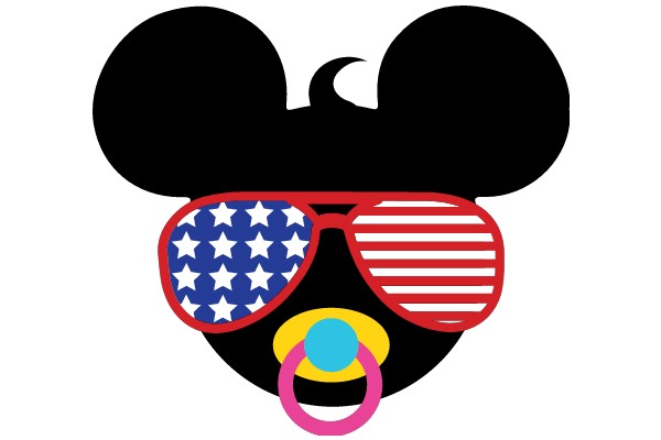 Whimsical Mickey Mouse Ear Icon with American Flag Sunglasses and Pacifier