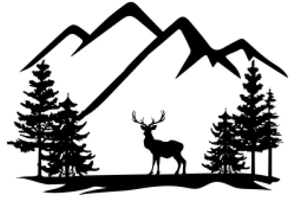 Silhouette of a Deer in a Mountainous Landscape