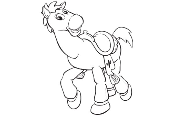 A Playful Pony: A Line Drawing