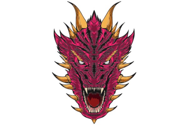 Vivid Illustration of a Fierce Red Dragon with Golden Horns