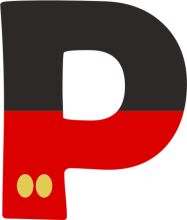 Vibrant Letter P with a Red Base and Yellow Dots