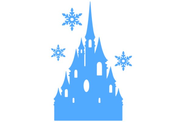 A Whimsical Blue Castle with Snowflakes