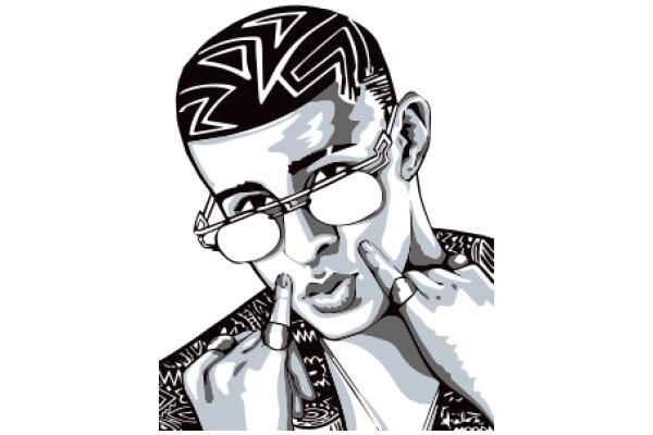 Stylized Portrait of a Man with Glasses and a Tattoo