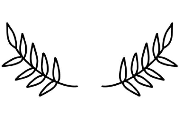 Simplistic Line Drawing of a Leafy Branch