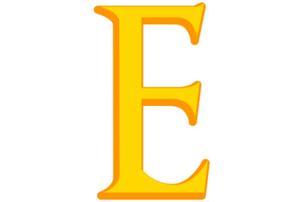 A Simple, Yellow Letter 'E' on a White Background