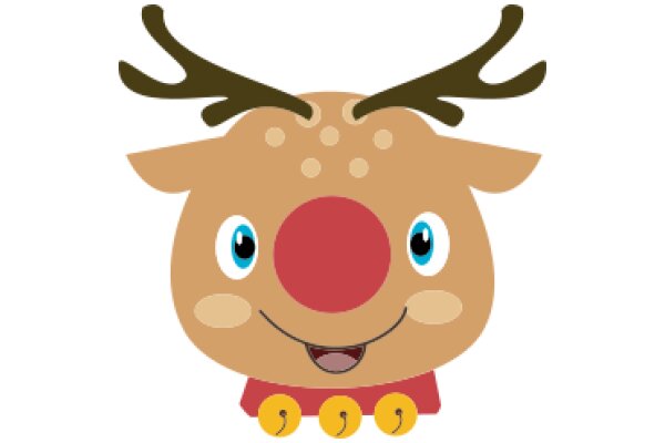 A Delightful Illustration of a Reindeer with a Smile and Antlers