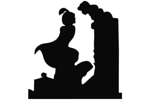 A Silhouette of a Heroic Figure and a Companion, Engaging in a Conversation