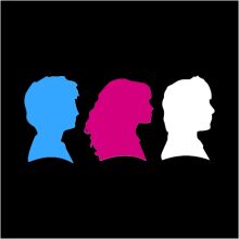 Three Silhouettes of Heads in a Square Frame