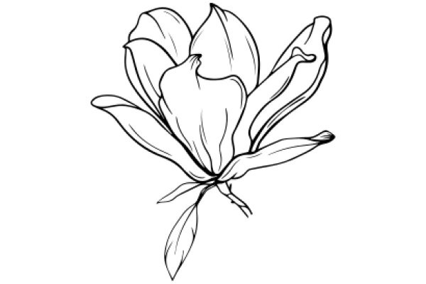 Elegant Line Drawing of a Flower