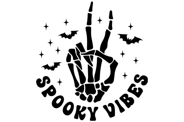 Spooky Vibes: A Halloween-themed logo featuring a hand gesture, bats, and stars.