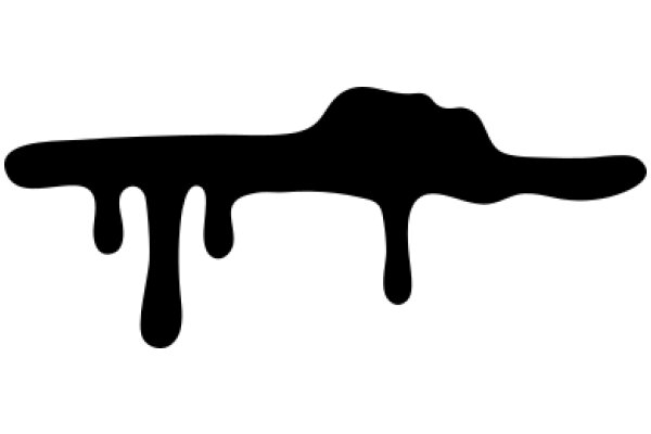 Black Silhouette of a Dripping Liquid on a White Background