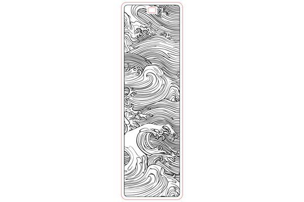 Stylized Surfboard Artwork with Abstract Waves