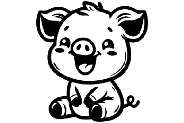 Adorable Cartoon Pig with Big Eyes and a Smile