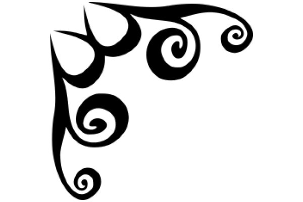 Stylized Black Swirls on White Background