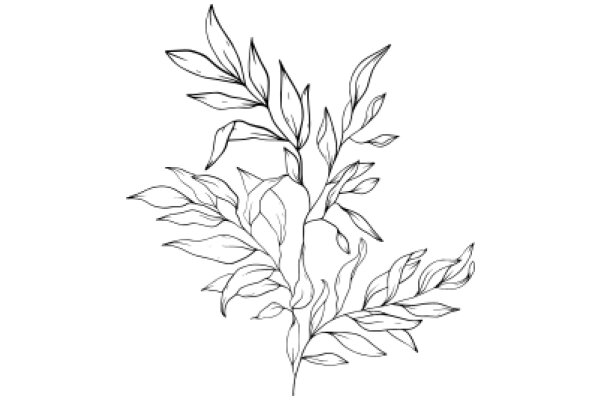 Stylized Line Drawing of a Plant