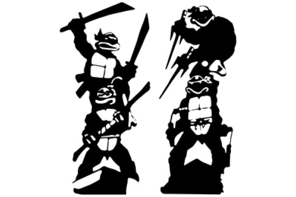 Silhouette of a Ninja and His Weapons