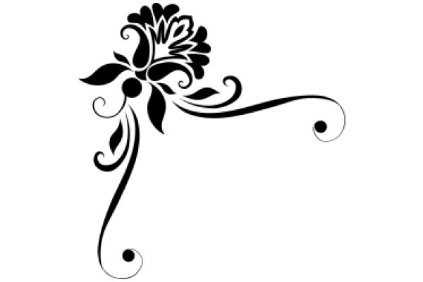 Elegant Black Flower Design on White Background