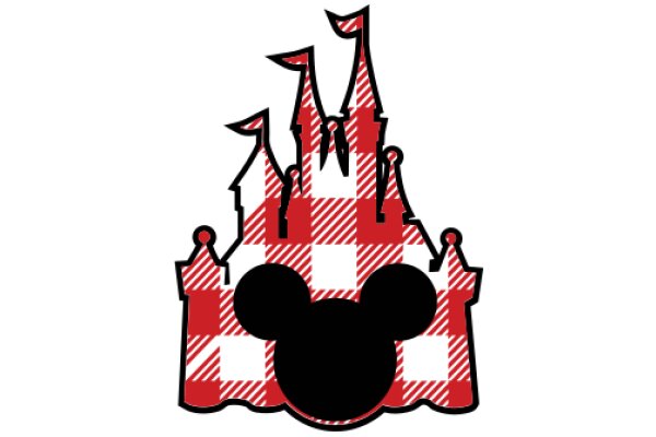 A Playful Red and White Checkered Castle with a Black Mickey Mouse Head