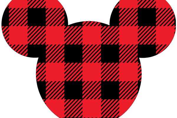 Vibrant Red and Black Checkered Mickey Mouse Ear Logo