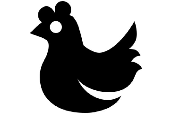 Stylized Black Silhouette of a Chicken with a Smiley Face