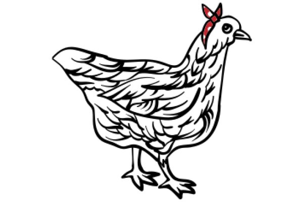 Stylized Illustration of a Chicken with a Red Bow