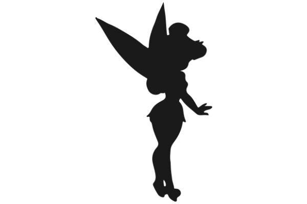 Silhouette of a Fairy on a White Background