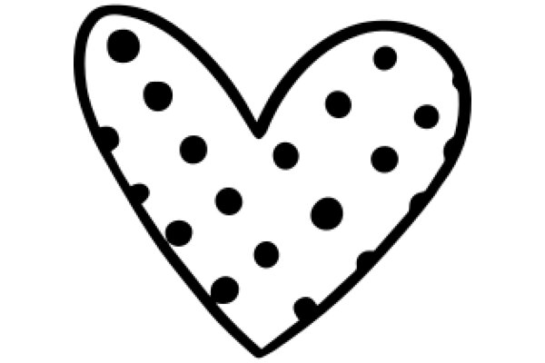 Simplistic Line Drawing of a Heart with Polka Dots