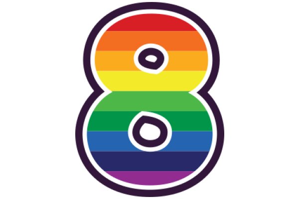 Vibrant Rainbow Logo with the Number Eight