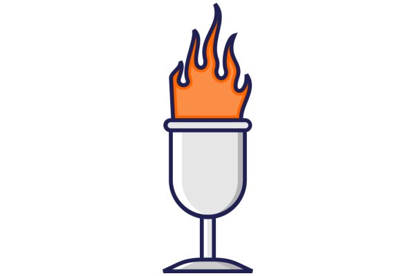 Stylized Illustration of a Flaming Torch in a Glass Container